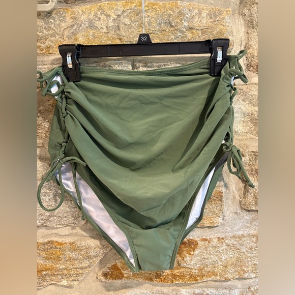 Summer Mae NWT maternity 2 piece bikini swimsuit olive green size M criss cross - Picture 2 of 8